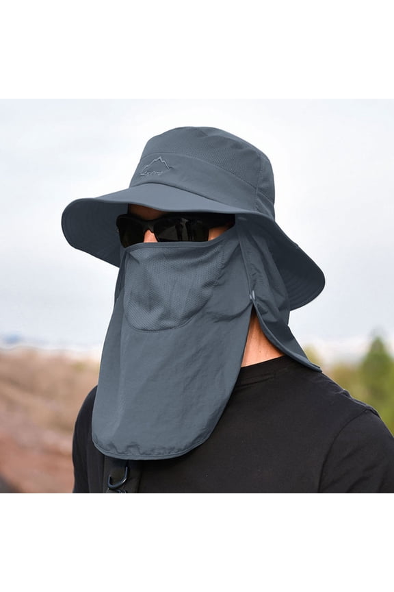 Bucket Hats for Men Uv Protection Wide Sun Cooling Mesh Ponytail Hole Cap Foldable Hat