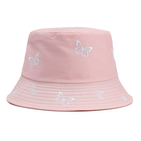 Lroveb Bucket Hats for Women Butterfly Embroidery Double-Sided Fisherman Hat Sun Hat