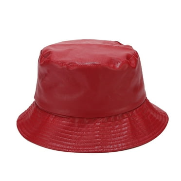 Lroveb Bucket Hats for Women Light Plate Pu Leather Fisherman Hat Womens Pure Color Simple Basin Outdoor Versatile Sunshade Hat