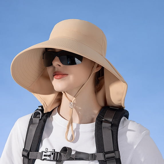 Lroveb Bucket Hats for Women Summer Big Eaves Shawl Sunscreen Hat Fisherman Fashion Sun Outdoor with Ponytail Hole Hat