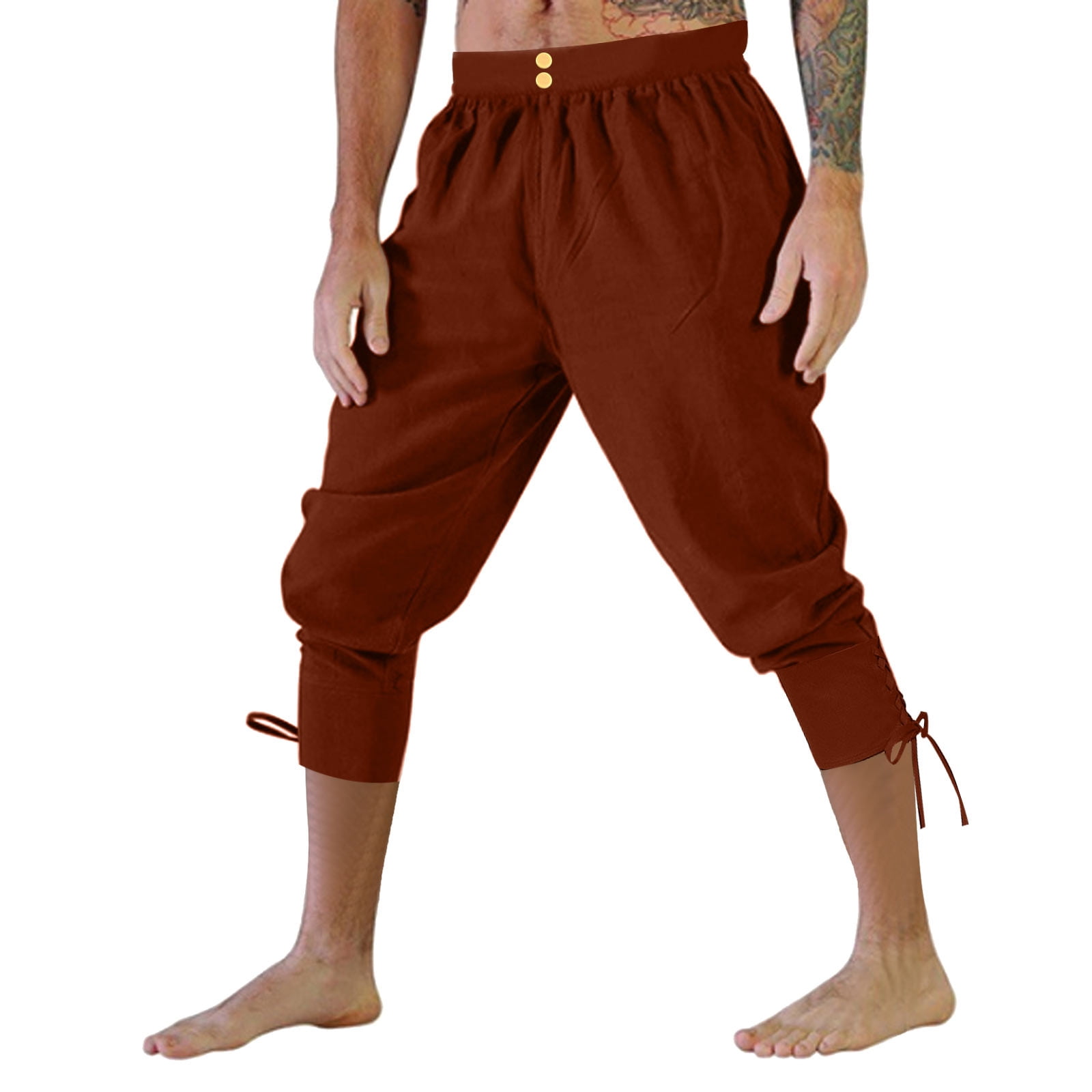 Lroveb Capri Pants for Men Retro Medieval Quick Drying
