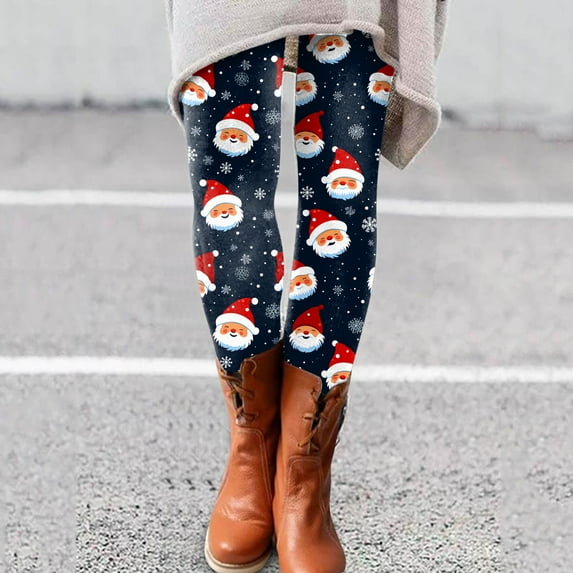 Lroveb Christmas Leggings for Women Plus Size Day Fall Winter Artistic Splash Printed Soft Stretchy Pants Yoga Leggings