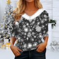 thumbnail image 1 of Lroveb Christmas Shirts for Women Holiday Tops Long Sleeve Faux V Neck T Shirt Xmas Tree Snowflakes Graphic Top Loose Blouse Graphic T Shirts, 1 of 4