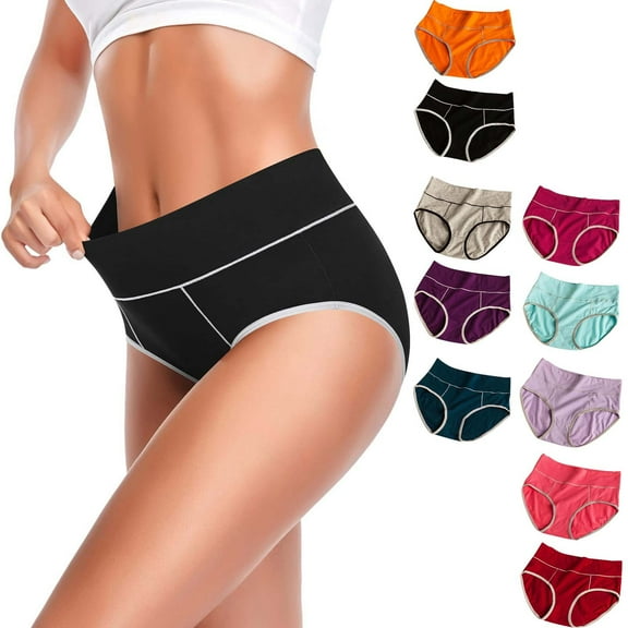 Lroveb Cotton Underwear for Women High Waist Elastic Briefs Soft Breathable Women's