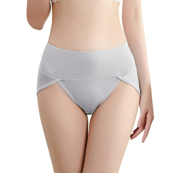 Lroveb Cotton Underwear for Women Plus Size Abdominal Solid Color 3D Embossed Mid Waist Panties