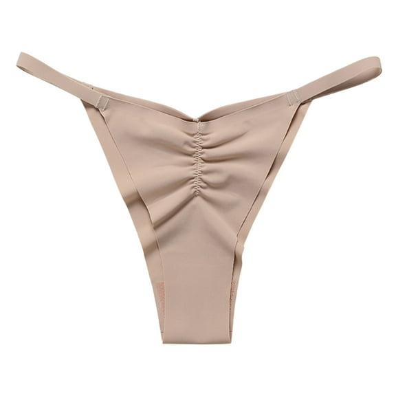 Lroveb Cotton Underwear for Women Sexy Plus Size Fold Ice Silk Breathable Thin Strap Low Waist Briefs
