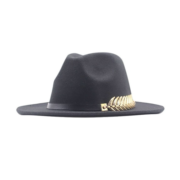 Lroveb Cowboy Hats for Women Womens Classic Wide Floppy Panama Hat Belt Buckle Wool Fedora Hat