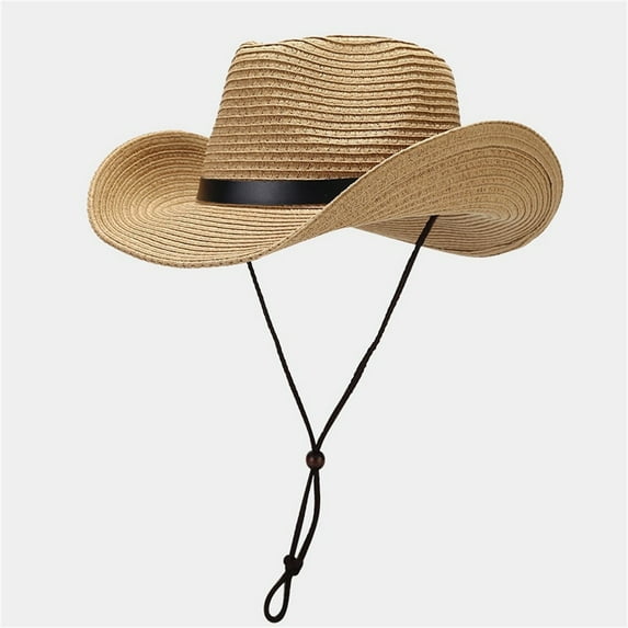 Lroveb Cowboy Hats for Women and Men Go Out To Tour The West Wind Big Belt Decoration Sunblock Hat Fedora Hat