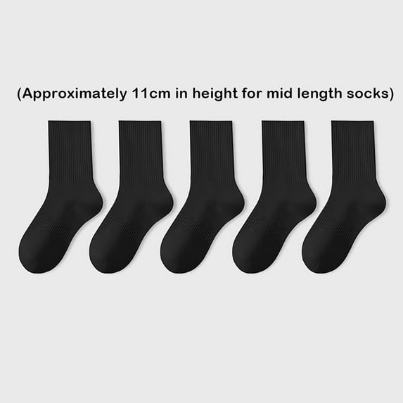 Lroveb Crew Socks for Men 5Pc Socks Mens Summer Sweat Absorbent Mid Tube Black Business Sports Stockings Socks
