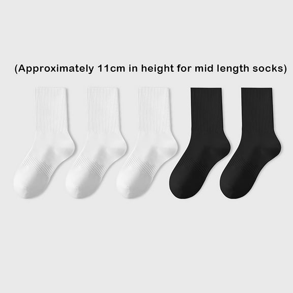 Lroveb Crew Socks for Men 5Pc Socks Mens Summer Sweat Absorbent Mid Tube Black Business Sports Stockings Socks