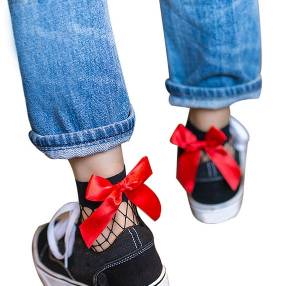 Lroveb Crew Socks for Women Ruffle Fishnet Ankle High Socks Mesh Lace Fish Net Short Socks