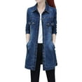 thumbnail image 1 of Lroveb Denim Jackets for Women Casual Jacket Slim Embroidery Long Sleeve Coat Female Jeans Coats with Pockets, 1 of 7