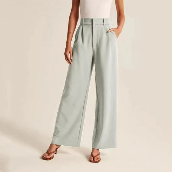 Lroveb Dress Pants for Women, High Waisted Wide Leg Lightweight Tailored Premium Fabric Pants Womens Casual With Pockets Mint Green