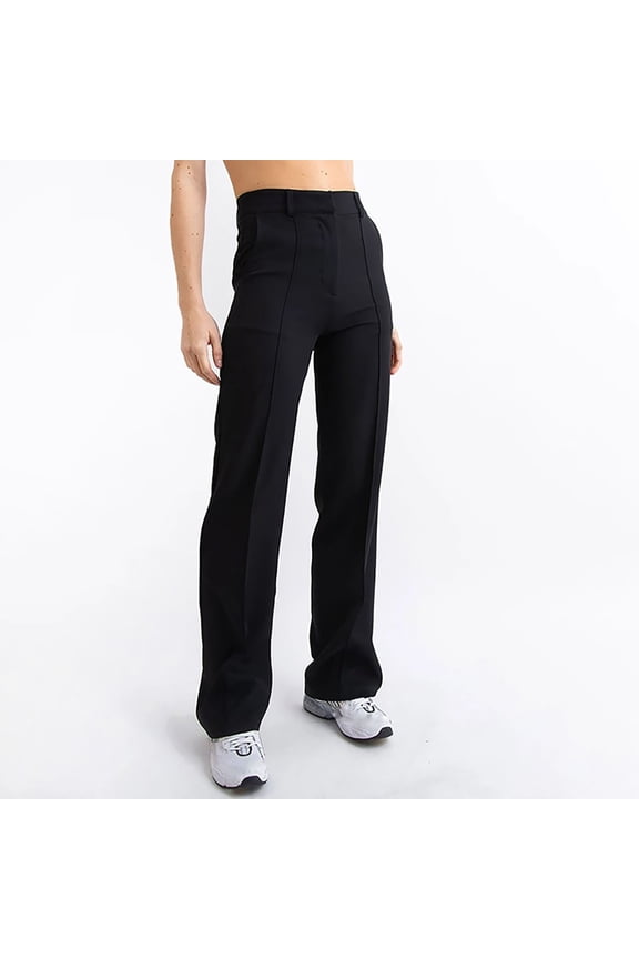 Dress Pants for Women, High Waisted Wide Leg Womens Casual Solid Slim Fit Pants Straight Trousers Suit Pant Black