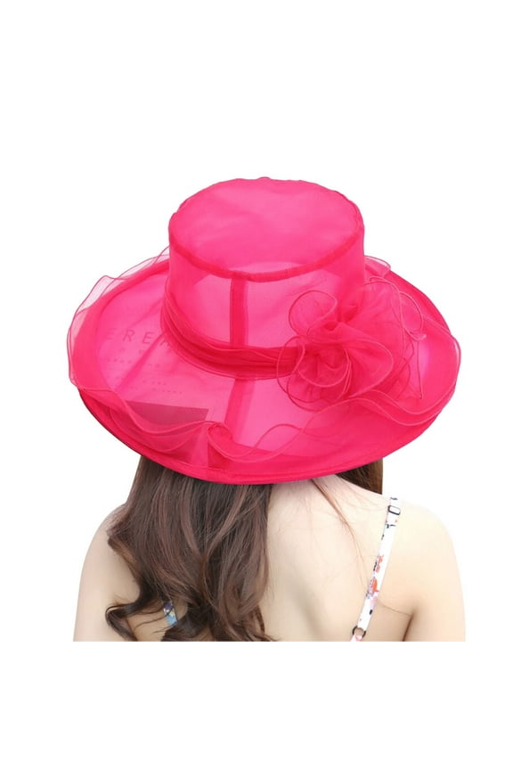 Fascinators Hats for Women Fancy Flower Organza Wedding Tea Party Hat Wide Brim Beach Sun Hat