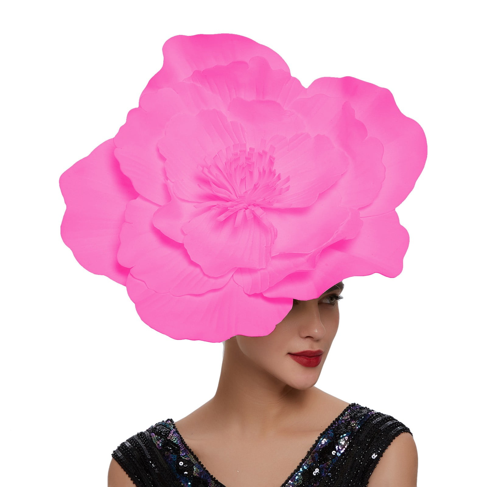 Large Flower Fascinator Hat Headband Tea Party Wedding Cocktail Black Large Flower Fascinator Sinamay Church Hat for Women  main image 3