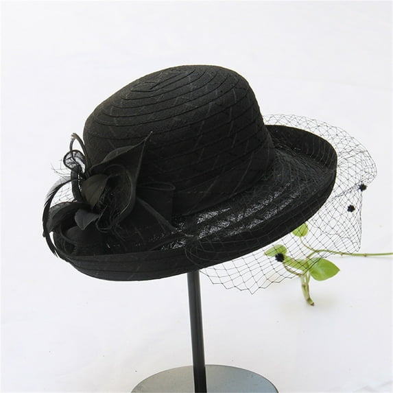 Lroveb Fascinators Hats for Women Spring Summer Mesh Sun Hat Flower Elegantt Wedding Fedora Hat
