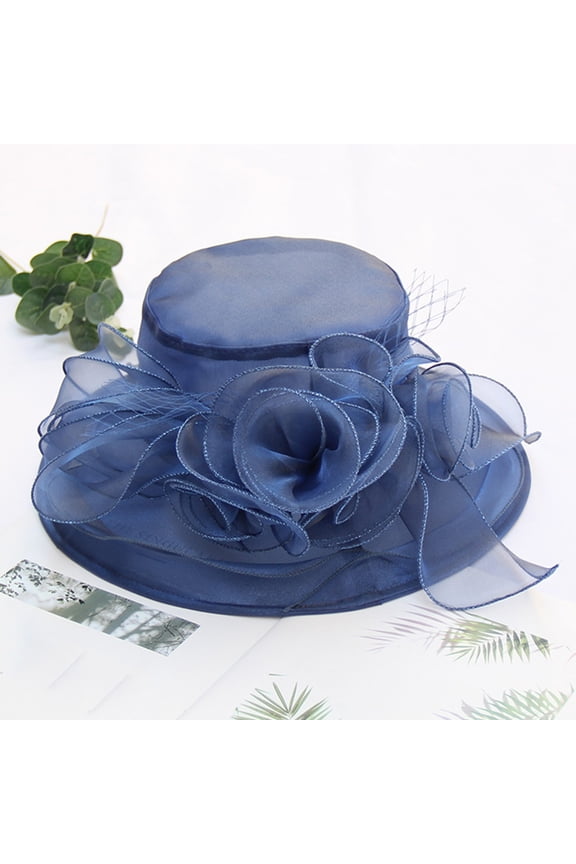 Fascinators Hats for Women Summer Flower Organza Sun Hat Party Wedding Fedora Beach Wide Brim Hat