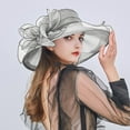 thumbnail image 1 of Lroveb Fascinators Hats for Women Tea Party Hat Bridal Flower Organze Wide Brim Dress Hat Beach Sun Hat, 1 of 6