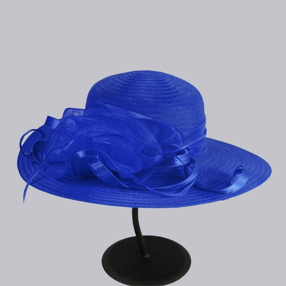 Lroveb Fascinators Hats for Women Tea Party Organza Flower Sun Hat Elegant Wedding Hat Wide Brim Beach Hat