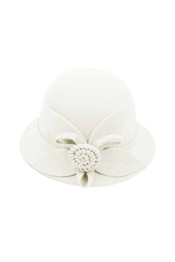 Fedora Hats for Women Fall Winter Flowers Fascinator Hats Casual Elegant Woolen Bowler Hat Bucket Hats