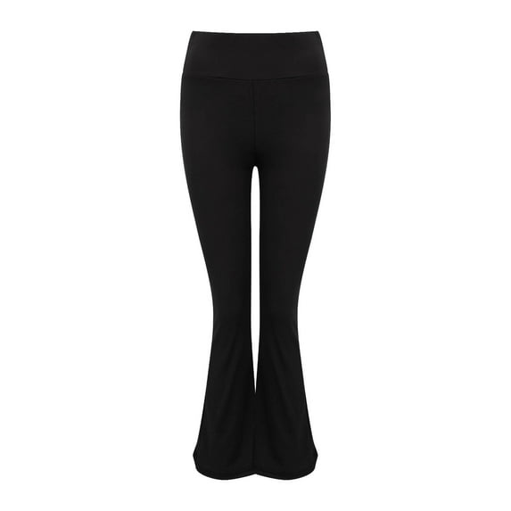 Lroveb Flare Yoga Pants for Women, High Waisted Athletic Workout Pants, Womens Solid Color Fashionable Casual Sports Flared Pants Black
