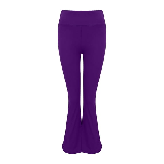 Lroveb Flare Yoga Pants for Women, High Waisted Athletic Workout Pants, Womens Solid Color Fashionable Casual Sports Flared Pants Purple