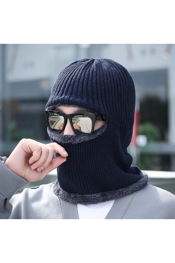 Full Face Covers for Men and Women Winter Slouchy Thick Beanie Snow Knit Skull Bib Hat Fleece Lining Warm Scarf Balaclava