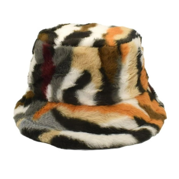 Lroveb Fuzzy Bucket Hats for Women Camouflage Fall Winter Cute Warm Thermal Fisherman Hat Man Hat