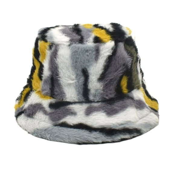 Lroveb Fuzzy Bucket Hats for Women Camouflage Fall Winter Cute Warm Thermal Fisherman Hat Man Hat