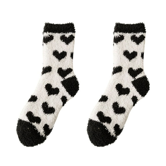 Lroveb Fuzzy Socks for Women 2 Pairs Of Casual Animal Print Cotton Pattern Lady Socks Tube Comfortable Socks