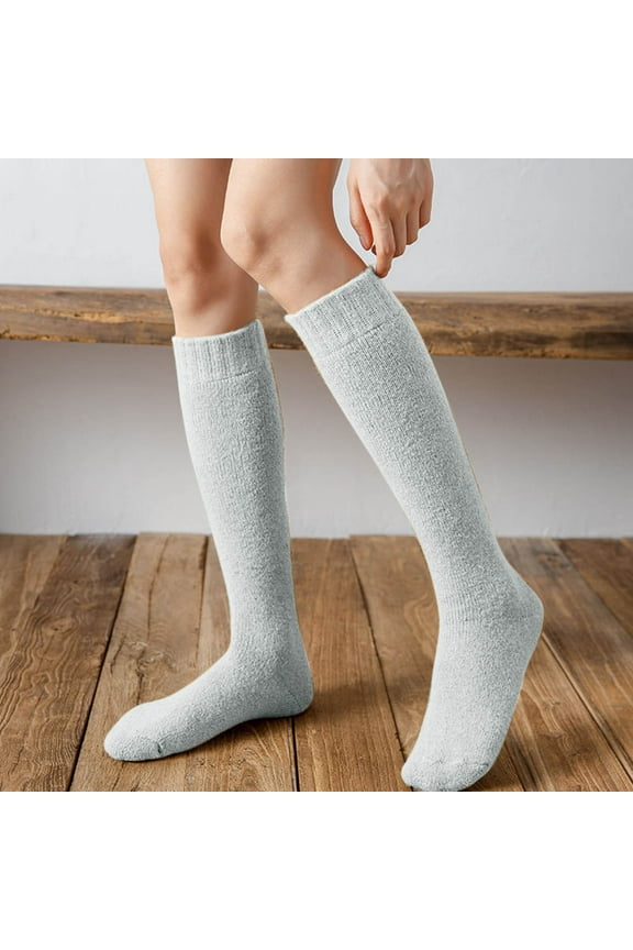 Fuzzy Socks for Women Woolen Calf Socks Womens Autumn Winter Stockings With Extra Thick Wool Ring Warmth Knee Socks