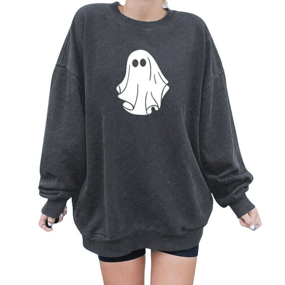 Lroveb Halloween Sweatshirts for Women Oversized Sweatshirt Vintage Ghostface Tee Shirts Long Sleeve Crewneck Pullover Tops Graphic Sweatshirt