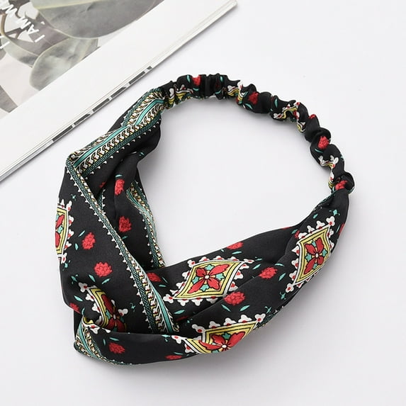 Lroveb Headbands for Women Boho Floral Knot Headband Elastic Wrap Turban Hair Band Yoga Sports Ladies Accessories