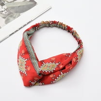 Lroveb Headbands for Women Boho Floral Knot Headband Elastic Wrap Turban Hair Band Yoga Sports Ladies Accessories