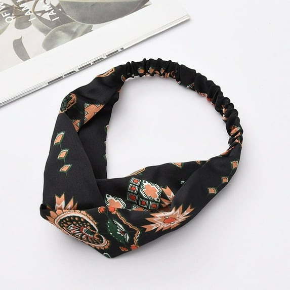 Lroveb Headbands for Women Boho Floral Knot Headband Elastic Wrap Turban Hair Band Yoga Sports Ladies Accessories