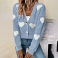 thumbnail image 1 of Lroveb Heart Cardigan for Women Valentines Day Sweater Cardigan Long Sleeve V Neck Button Up Knit Coat Blue, 1 of 8