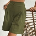 thumbnail image 1 of Lroveb High Waisted Shorts for Women Womens Shorts Casual Summer 2024 Trendy Elastic Back Wide Leg With Pockets Knee Length Pleated Army Green, 1 of 4