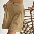 thumbnail image 1 of Lroveb High Waisted Shorts for Women Womens Shorts Casual Summer 2024 Trendy Elastic Back Wide Leg With Pockets Knee Length Pleated Khaki, 1 of 4
