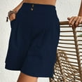 thumbnail image 1 of Lroveb High Waisted Shorts for Women Womens Shorts Casual Summer 2024 Trendy Elastic Back Wide Leg With Pockets Knee Length Pleated Navy, 1 of 6