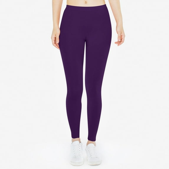 Lroveb High Waisted Yoga Pants for Women Tummy Control, Athletic Workout Yoga Leggings, Low Opaque Soft Slim Pants Solid Length Purple