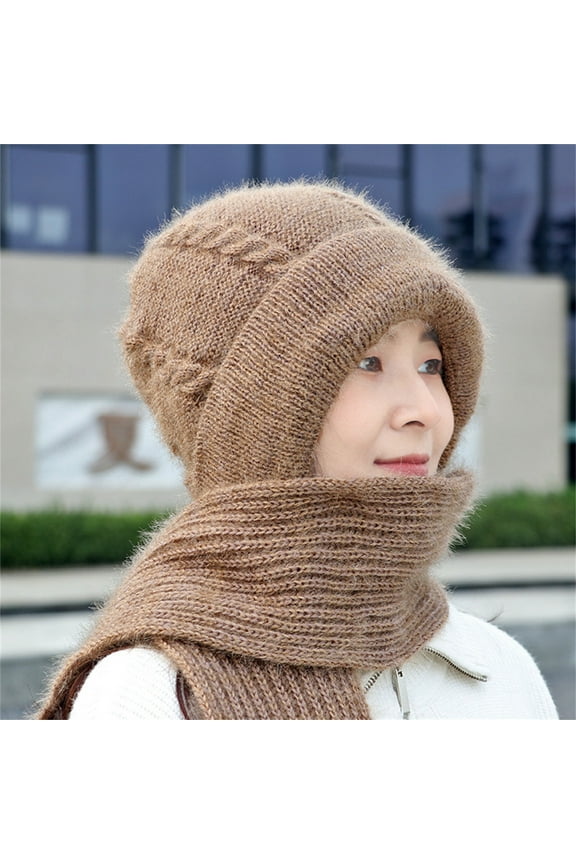 Infinity Scarf for Women Integrated Ear Windproof Cap Scarf Knitting Thick Warm Guard Hat Hooded Winter Knitted Neck Warmer
