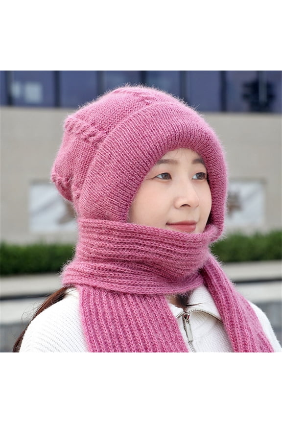 Infinity Scarf for Women Integrated Ear Windproof Cap Scarf Knitting Thick Warm Guard Hat Hooded Winter Knitted Neck Warmer