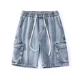 thumbnail image 1 of Lroveb Jean Shorts for Men Big and Tall Summer Denim Cargo Shorts Work Casual Baggy Bermuda Shorts with Pockets Blue, 1 of 6