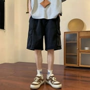 Lroveb Jean Shorts for Men Summer Denim Cargo Shorts Work Casual Baggy Bermuda Shorts with Pockets Black