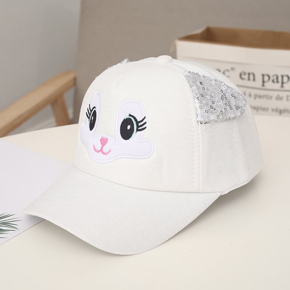 Lroveb Kids Boys Girls Sequin Baseball Caps Baby Boy Hats Soft Bunny Cartoon Sunhat Eaves Cap Sun Hat Beret Visor Hat