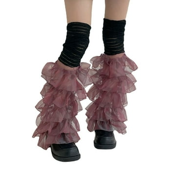 Lroveb Leg Warmers for Women Gyaru Fluffy Leg Warmersgoth Warmers Rib Knit Lolita Girls Boot Socks Knitted Socks
