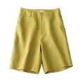 thumbnail image 1 of Lroveb Linen Shorts for Women, Cotton Casual Trousers Thin Elastic High Waist Womens Shorts Yellow, 1 of 4