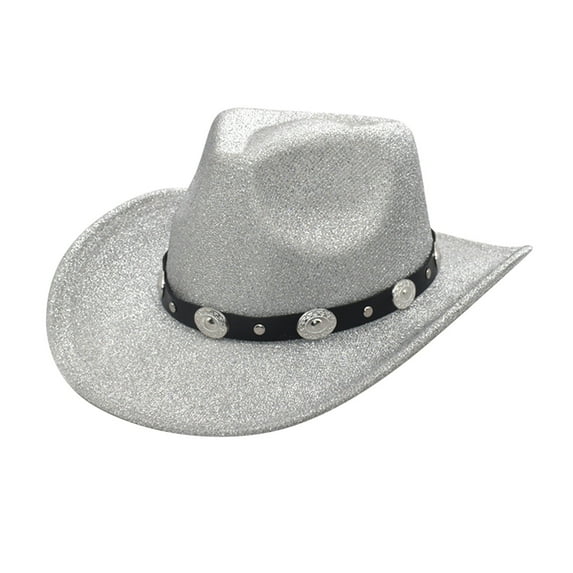 Lroveb Mardi Gras Cowboy Hats for Women Big Brim Hat Western Bowler Fedora Hat
