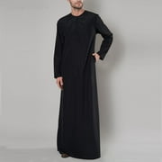 Lroveb Mens Casual Loose Muslim Arab Dubai Robe Long Sleeve Zipper Shirt Mens Top